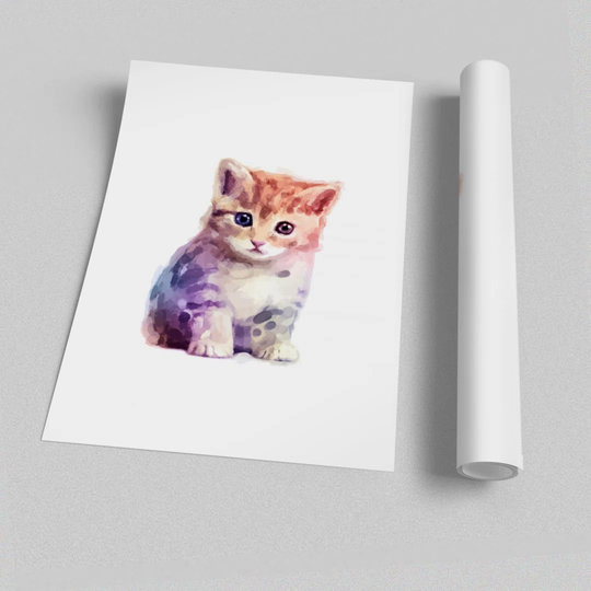 Cute Kitten - Graphic Art Print on Paper