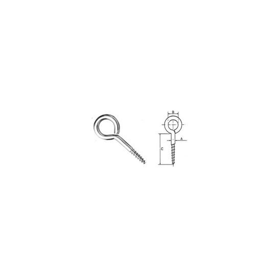 Eyelet Eyepin Screw - 66 x 6 mm T304 (A2) Stainless Steel