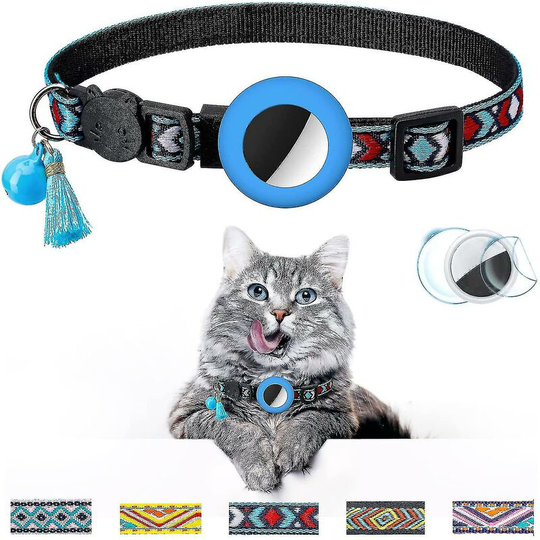 Airtag Cat Collar with Bell Adjustable Detachable Kitten Collars Silicone Air Tag Holder Case Compatible with Apple Airtag