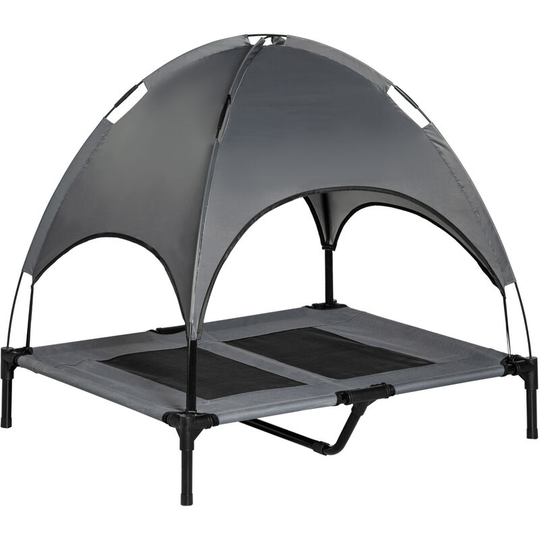 92cm Elevated Dog Bed Cooling Raised Pet Cot uv Protection Canopy Grey - Grey - Pawhut