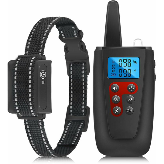 Bearsu - 2 in 1 Dog Training Collar 1000 Meter - Anti Bark Collar with Remote Receiver, Ip67 Waterproof and Rechargeable