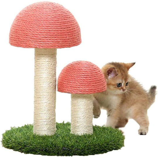Cat Scratching Post, Mushroom Scratching Toys for Cats and Kittens, Natural Sisal Cat Scratchers Pink