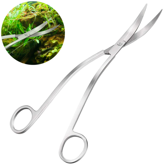 Devenirriche - Stainless Steel Wave Scissors Aquarium Tank Aquatic Plant Tongs Scissors Tools for Fish Tank Plants, silver