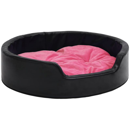 Dog Bed Black and Pink 69x59x19 cm Plush and Faux Leather Vidaxl Black