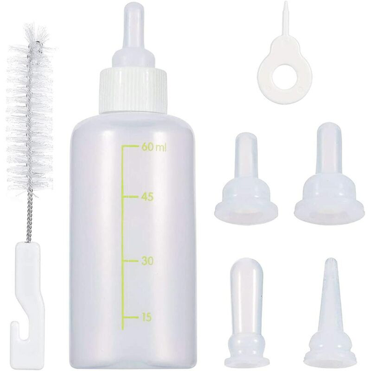 Pet Bottle Feeding Bottle Attachment Brush Set for Dog Puppy Cat Kitten Pet (White)