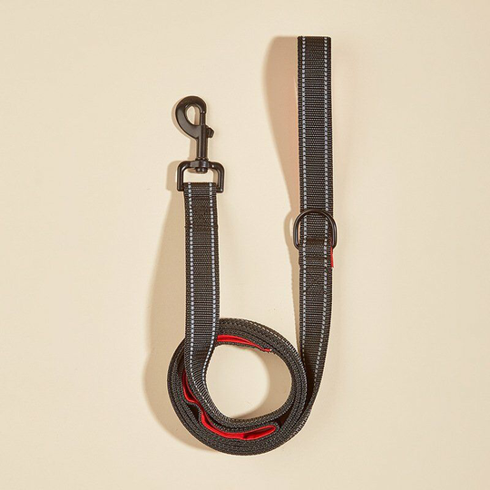 Dog leash, dog leash, comfortable and not tangling, more energy efficient (gray + red)