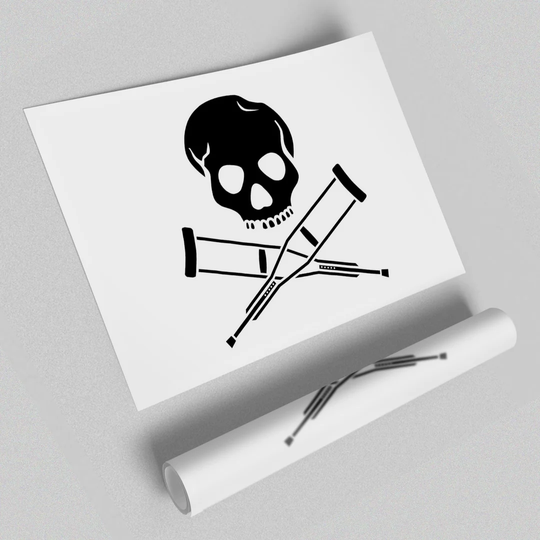 Jackass Skull N Bones B N W People - Unframed Graphic Art Print on Paper