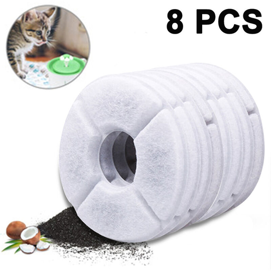 Devenirriche - 8pcs Cat Water Dispenser Replacement Filter for Top Water Dispenser, Carbon Filter Kit, Activated Carbon Filter for Cat Water