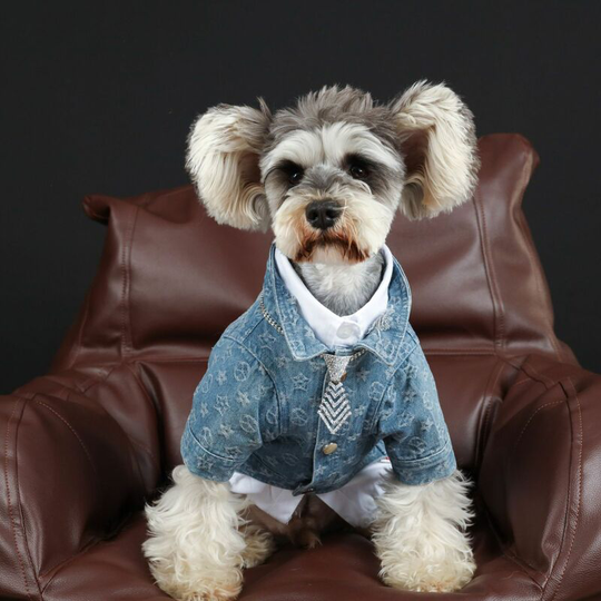 Pet clothes spring and summer old flower denim shirt teddy schnauzer pitbull Shiba Inu cats bichon frise dog clothing spring and summer Sherina