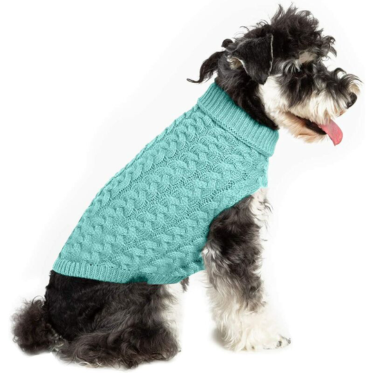 Crochet Dog Knitted Sweater Dog Vest Winter Dog Sweater Puppy Clothes Warm Soft Sweater Small Dog Knitwear - Lake Blue l