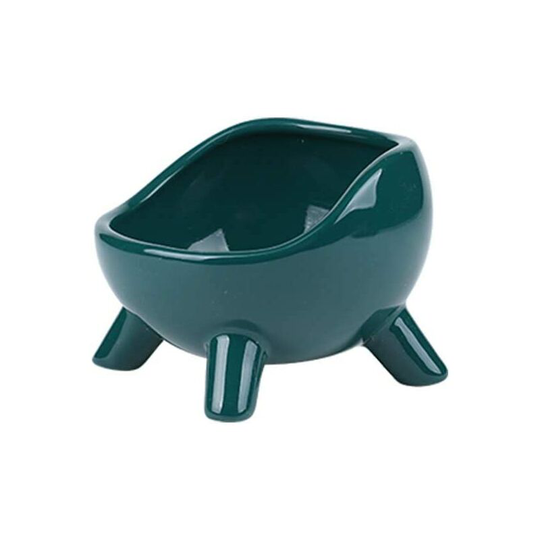 Einemgeld - Ceramic Cat Dog Bowl with 4 Fixed Legs, Raised and Tilted Cat Bowl, Anti Vomiting Bowl for Cat, Anti Spill Cat Water Bowl, for Flat Face