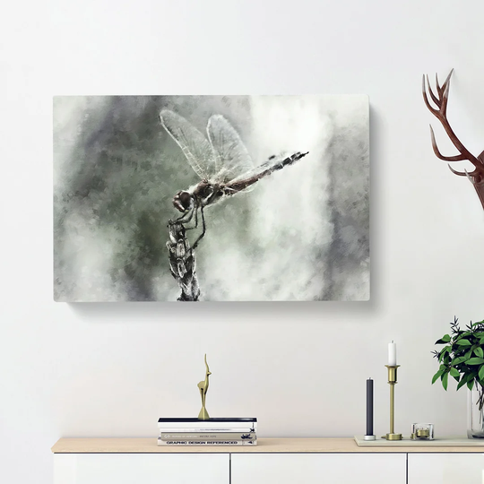Perched Dragonfly - Wrapped Canvas Graphic Art Print