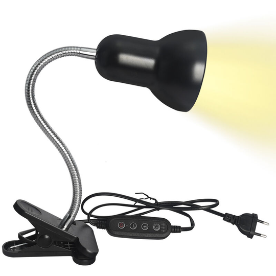 Reptile Heat Lamp - Terrarium Heat Lamp - Reptile Heat Lamp - With Bulbs - uva+uvb - 360° Swivel - For Reptiles, Shade + 50W Bulb, 1 Piece
