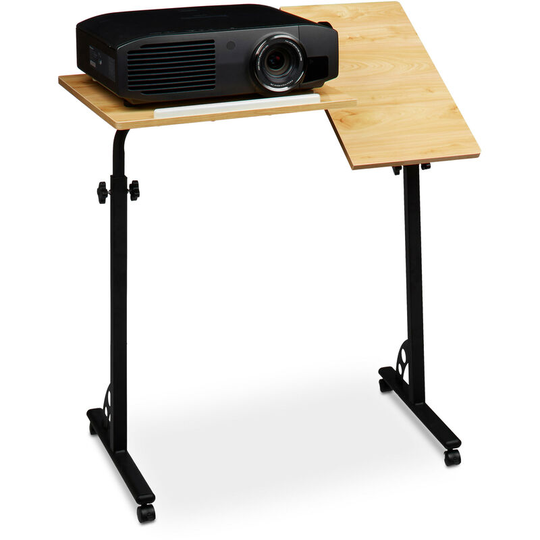 Laptop Table, Large, Height Adjustable, 110 x 80 x 50 cm, Mobile Podium w/ Wheels, Lecturn, Yellow - Relaxdays