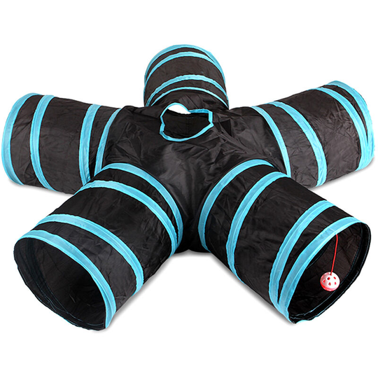 Indoor Cat Tunnel 5 Way Pet Play Tunnel Collapsible Tunnel Tube Kitty Tunnel Peek Hole Toy Pet Toys for Cats Puppies Rabbits