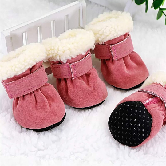 4 Pieces Winter Pet Shoes Thickened Anti-ski Ground Boots Small Dog Cat Puppy Shoes Socks Pet Boots (Size xl Pink) Boots - Readcly