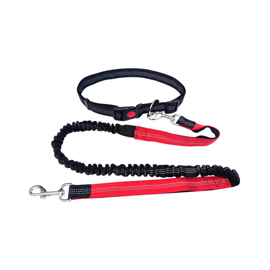 Hands Free Dog Leash Adjustable Belt for Running, Hiking, Hiking, Medium and Large Dogs (Red) - Muff