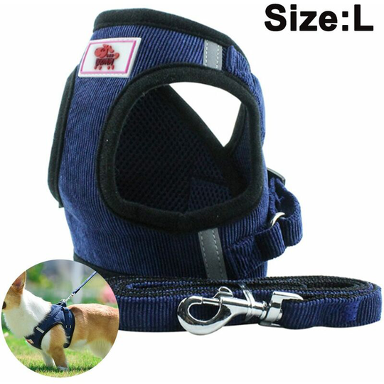 Dog Harness with Leash for Dogs, Soft Mesh Chest Harness for Medium and Small Dogs / Cats, Adjustable Reflective Breathable Puppy Harness Vest