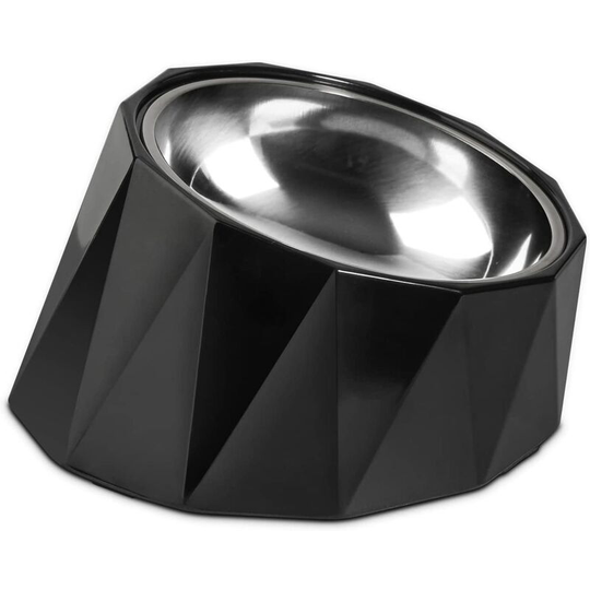 Perle Rare - Tilted Angle Stainless Steel Dog Bowl,15°Slanted Pet Feeder for Dog and Cat, Non-Skid & Non-Spill Feeding Bowl with Detachable Melamine