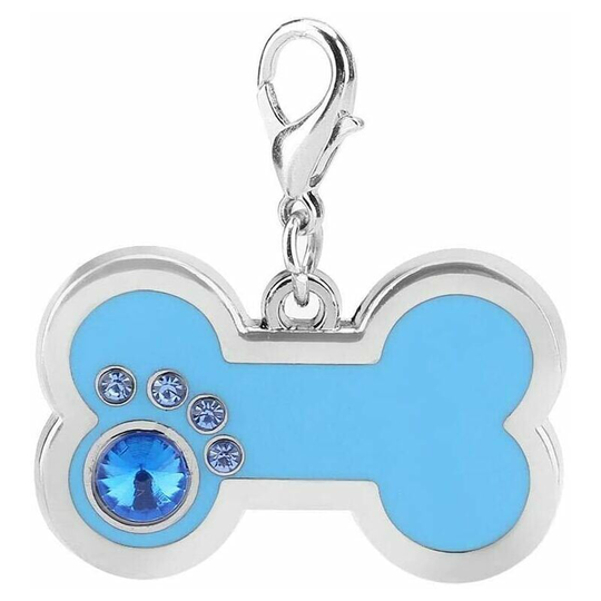 Macaron Pet id Tags Personalized Dog Tags Alloy Cat Dog Tags Bone Shape Blank Dog Tags Charm id Pendant(Blue)