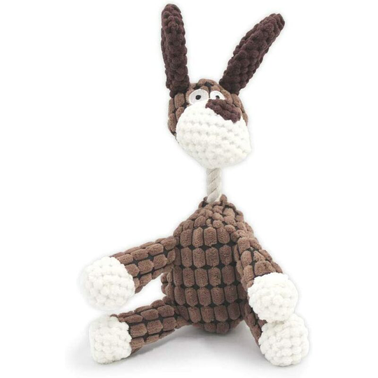 Soekavia - Plush squeaky dog chew toy-donkey-shaped dog plush toy, puppy teething toy, small dog interactive training toy, Grey