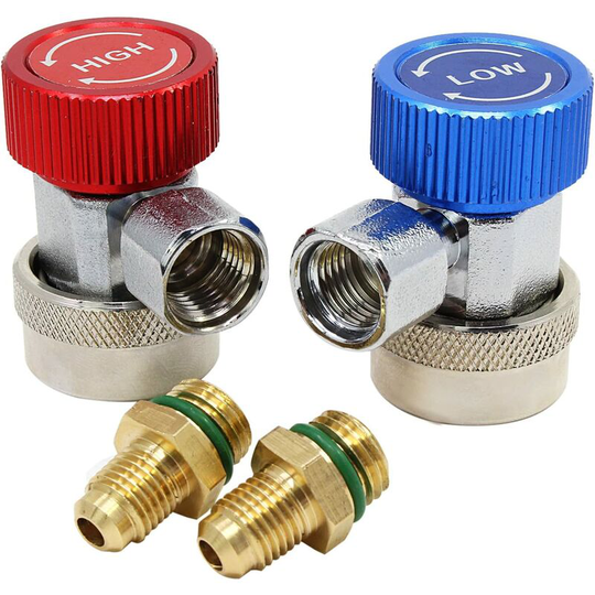 Monly - High Low Adjustable ac R134A Quick Coupler Connector Adapter Auto Air Conditioning Accessories Tools Red and Blue