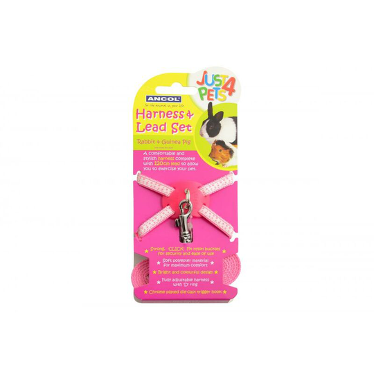 Ancol Rabbit Harness Set (One Size) (Pink) - Pink