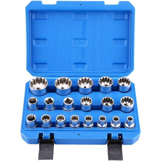 Socket Set, 19 Pcs/Set Torx Bit, 1/2 Inch Multi-Tooth Screw Socket Wrench Set, Chrome-Vanadium Steel Socket, Repair Tool