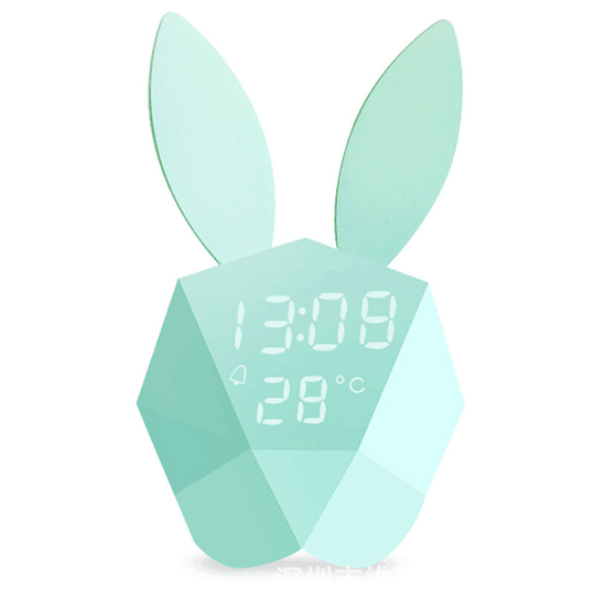 Perle Raregb - led Charging Smart Microphone Rabbit Music Alarm Clock Night Light Kids Alarm Clock Student Wall Light Holiday Gift