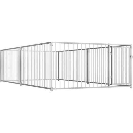 Outdoor Dog Kennel 200x400x100 cm - Silver