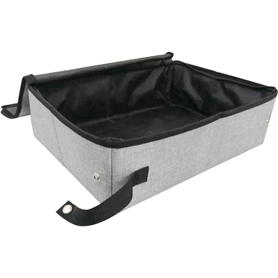 Travel Cat Litter Box Portable Cat Litter Box with Lid Collapsible Waterproof for Outdoor Travel,model:Grey L - model:Grey L