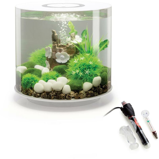 Biorb - Tube 15L Aquarium White With mcr led Lighting and Heater Pack