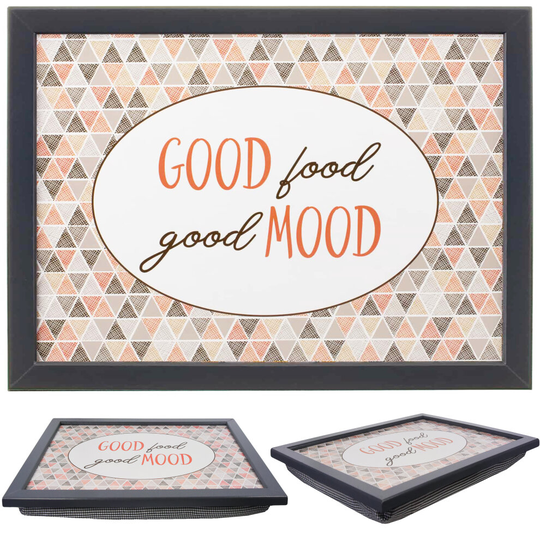 (Good Food Good Mood) GEEZY Large Wooden Bean Bag Cushioned Lap Tray - 44 x 34cm
