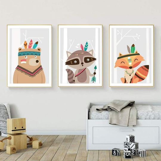 Set of 3 Paintings for Children's Room Girl Pink Baby Posters Set Rabbit My Princess Love Poster Birthday Gifts Unframed L(40X50CM) No Frame i