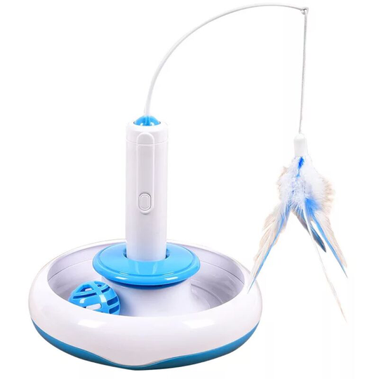 Ouet Interactive Cat Toy Indoor with 360° Electric Rotating Feather Toys and Ring Bell Ball Intelligence Toy Game Pen