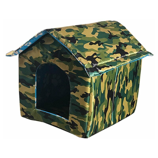 Echoo - Stray cat litter box, waterproof cat litter kennel, outdoor warm house for stray cats, pet villa house, foldable and washable (camouflage
