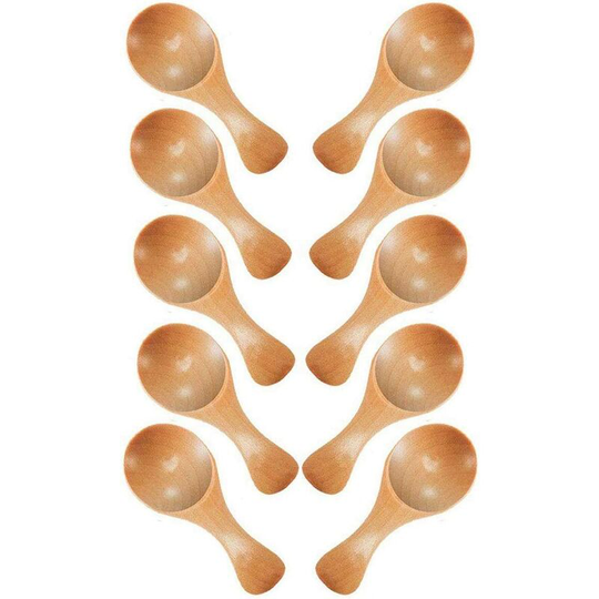 Short Handle 10 Packs Small Wooden Spoon, Perfect for Small Jars Jam, Spices, Condiments, Seasonings, Sugar, Honey, Coffee, Mustard, Ice Cream, Etc