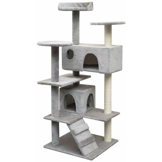 Cat Tree with Sisal Scratching Posts 125 cm Grey VDTD07032 - Topdeal