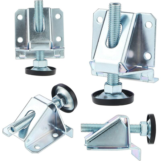 Set of 4 Heavy Duty Steel Leveling Feet with Locking Nuts , M10 Adjustable Furniture Legs for Tables , Cabinets , Shelves , Furniture