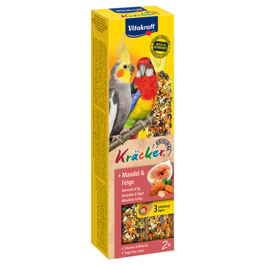 Vitakraft Parakeet Crackers - Saver Pack: 3 x 180g Almond & Fig