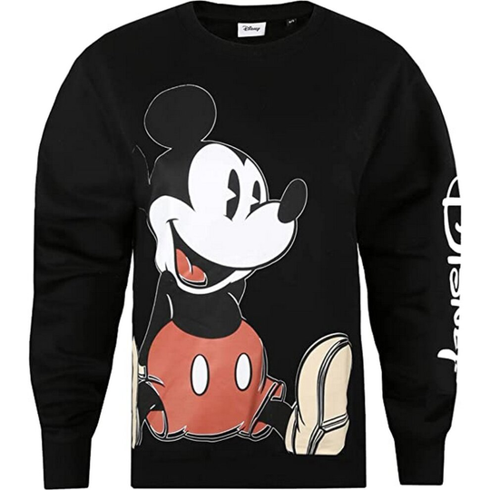 (M, Black/White/Red) Disney Womens/Ladies Mickey Mouse Sitting Sweatshirt