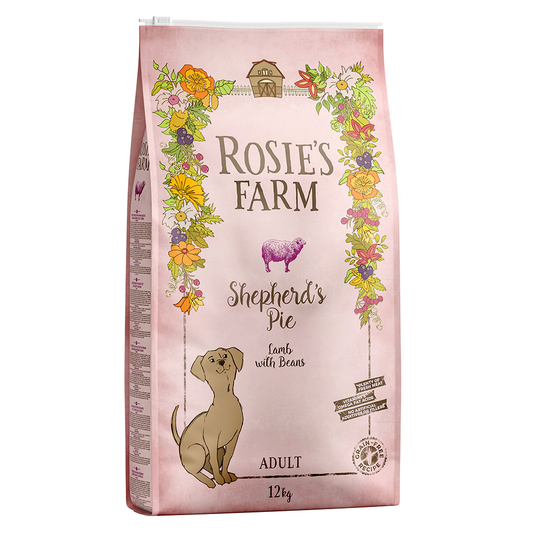 12kg Rosie's Farm Adult Dry Dog Food - 10 + 2 Free!* - Shepherd's Pie - Lamb with Beans (12kg)