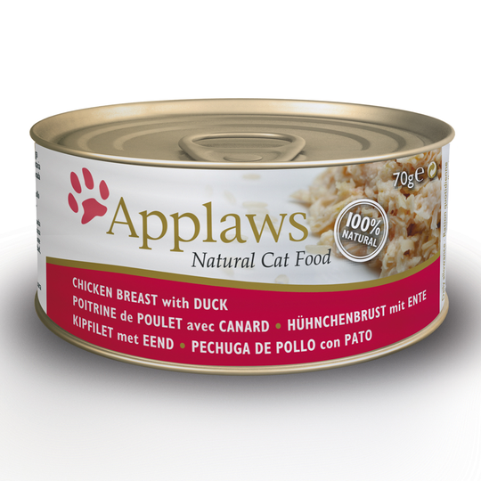 Applaws Cat Food Cans 70g - Chicken in Broth - Chicken Breast with Duck 24 x 70g