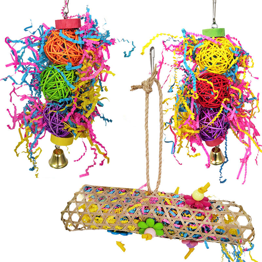 Superseller - 3pcs Bird Shredding Toys Bird Chewing Toys for Parakeets Parrot Cage Shredder Toys Pet Bird Foraging Hanging Toy Bird Cage Training Toy