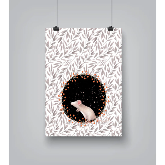 Mouse Flowers - Unframed Graphic Art Print on Paper