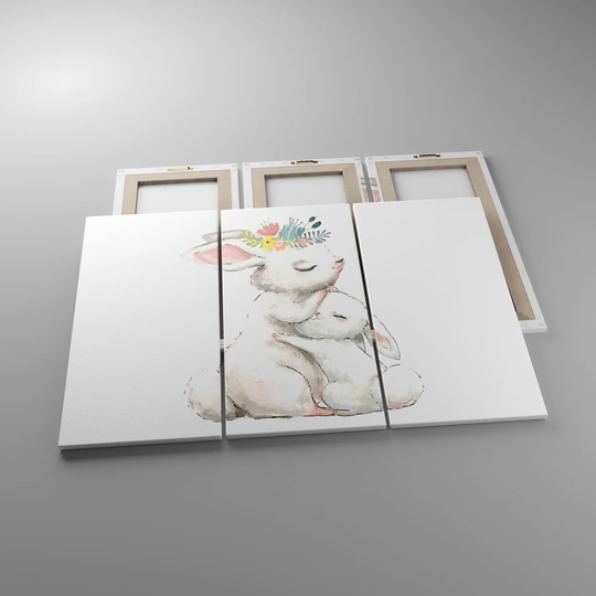 Rabbit Hare Children'S - 3 Piece Wrapped Canvas Painting