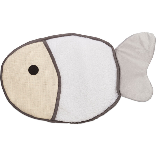 Relaxdays - Cat Mat, Scratching and Playing Surface, Fish Shaped Sisal Rug, HxWxD: 2.5 x 58 x 36 cm, White/Brown