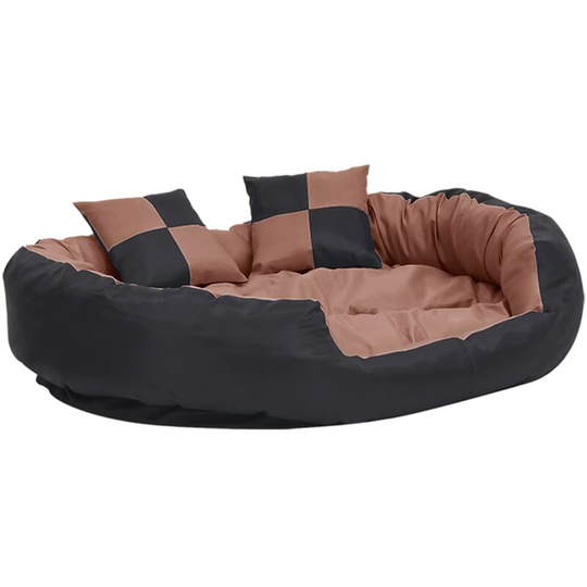 Reversible & Washable Dog Cushion Black and Brown 110x80x23 cm Vidaxl Black