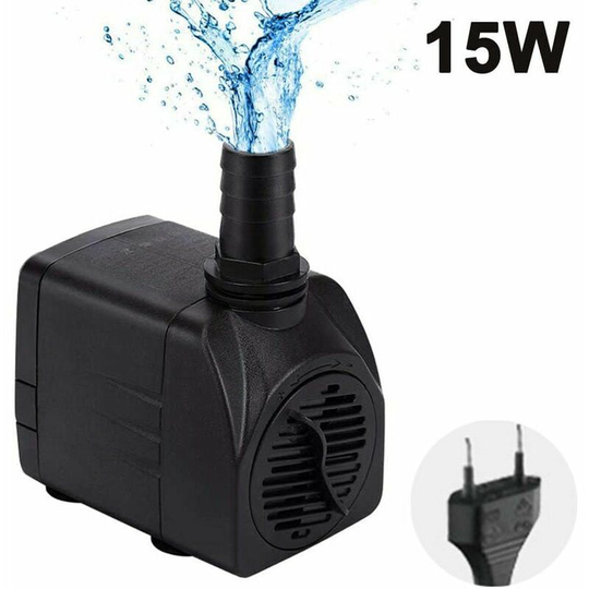 Submersible Pump, Ultra Quiet Fountain Pump Water Pump with 5ft Power Cord, 3 Nozzles for Aquarium, Fish Tank, Statuary, Hydroponics, 5W