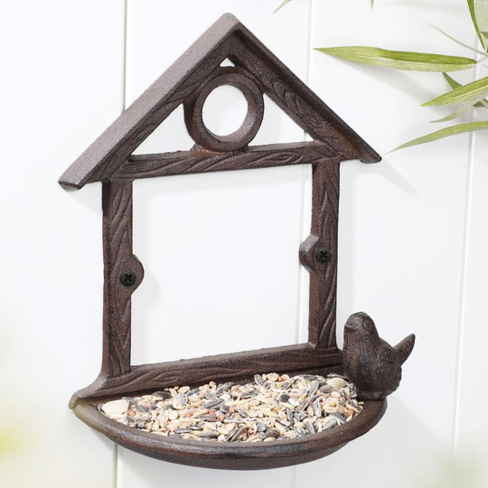 Hommoo - hi Hanging Bird Feeder House Shape 18 cm Brown